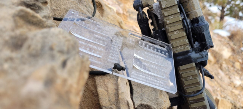 Black HIlls Designs RANGE-R Card close up with an FN SCAR-L Rifle